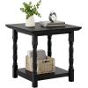 imageYITAHOME Roman Column Square Side Table  EuroStyle End Table wDualTier Storage and HeavyDuty Frame  Accent Table for Living Room Bedroom ampamp Couch  Set Of 2  BlackMidnight Ebony