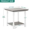 imageYITAHOME Roman Column Square Side Table  EuroStyle End Table wDualTier Storage and HeavyDuty Frame  Accent Table for Living Room Bedroom ampamp Couch  Set Of 2  BlackSandstone Gray