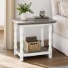 imageYITAHOME Roman Column Square Side Table  EuroStyle End Table wDualTier Storage and HeavyDuty Frame  Accent Table for Living Room Bedroom ampamp Couch  Set Of 2  BlackSandstone Gray