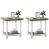imageYITAHOME Roman Column Square Side Table  EuroStyle End Table wDualTier Storage and HeavyDuty Frame  Accent Table for Living Room Bedroom ampamp Couch  Set Of 2  BlackSandstone Gray