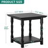 imageYITAHOME Roman Column Square Side Table  EuroStyle End Table wDualTier Storage and HeavyDuty Frame  Accent Table for Living Room Bedroom ampamp Couch  Set Of 2  BlackMidnight Ebony
