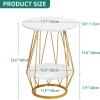 imageYITAHOME Round End Table 2Tier Marble Sofa Side Table with Storage Shelf Modern Small Bedside Table with Faux Marble Top for Living Room Bedroom White and Gold1 Pack