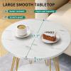 imageYITAHOME Round End Table 2Tier Marble Sofa Side Table with Storage Shelf Modern Small Bedside Table with Faux Marble Top for Living Room Bedroom White and Gold1 Pack