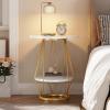 imageYITAHOME Round End Table 2Tier Marble Sofa Side Table with Storage Shelf Modern Small Bedside Table with Faux Marble Top for Living Room Bedroom White and Gold1 Pack