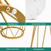 imageYITAHOME Round End Table 2Tier Marble Sofa Side Table with Storage Shelf Modern Small Bedside Table with Faux Marble Top for Living Room Bedroom White and Gold1 Pack