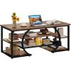 imageYITAHOME Rustic Coffee Table with Storage 5 Tier Center Living Room Table 47quot Farmhouse Wood Rectangle Cocktail Tea Table Modern Industrial Accent Table wArched Metal Frame for Home Decor BrownBrown
