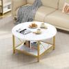 imageYITAHOME Rustic Coffee Table with Storage 5 Tier Center Living Room Table 47quot Farmhouse Wood Rectangle Cocktail Tea Table Modern Industrial Accent Table wArched Metal Frame for Home Decor BrownGold
