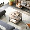imageYITAHOME Rustic Coffee Table with Storage 5 Tier Center Living Room Table 47quot Farmhouse Wood Rectangle Cocktail Tea Table Modern Industrial Accent Table wArched Metal Frame for Home Decor BrownGrey Wash