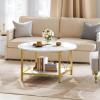 imageYITAHOME Rustic Coffee Table with Storage 5 Tier Center Living Room Table 47quot Farmhouse Wood Rectangle Cocktail Tea Table Modern Industrial Accent Table wArched Metal Frame for Home Decor BrownGold