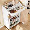 imageYITAHOME Shoe Cabinet Storage for Entryway 5Tier Shoe Cabinet with Drawer Large Capacity Entryway Shoe Storage Cabinet for HallwayCloset ampamp Living RoomWhite