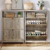 imageYITAHOME Shoe Cabinet with 2 Flip Drawers Entryway Shoe Storage Cabinet with Open Shelves Free Standing Hidden Shoe Rack Storage Organizer for EntrywayHallwayCloset BrownOld Oak