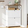 imageYITAHOME Shoe Cabinet with 2 Flip Drawers Entryway Shoe Storage Cabinet with Open Shelves Free Standing Hidden Shoe Rack Storage Organizer for EntrywayHallwayCloset BrownWhite