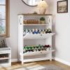 imageYITAHOME Shoe Cabinet with 2 Flip Drawers Entryway Shoe Storage Cabinet with Open Shelves Free Standing Hidden Shoe Rack Storage Organizer for EntrywayHallwayCloset BrownWhite