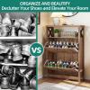 imageYITAHOME Shoe Cabinet with 2 Flip Drawers Entryway Shoe Storage Cabinet with Open Shelves Free Standing Hidden Shoe Rack Storage Organizer for EntrywayHallwayCloset BrownBrown