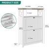 imageYITAHOME Shoe Cabinet with 2 Flip Drawers Entryway Shoe Storage Cabinet with Open Shelves Free Standing Hidden Shoe Rack Storage Organizer for EntrywayHallwayCloset BrownWhite