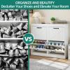 imageYITAHOME Shoe Cabinet with 4 Flip Drawers Freestanding Shoe Rack Shoe Organizer Narrow Shoe Cabinet for EntryWay Hallway Living Room WhiteWhite