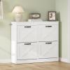 imageYITAHOME Shoe Cabinet with 4 Flip Drawers Freestanding Shoe Rack Shoe Organizer Narrow Shoe Cabinet for EntryWay Hallway Living Room WhiteWhite