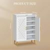 imageYITAHOME Shoe Cabinet with Doors 5Tier Shoe Storage Organizer with Adjustable Shelves Modern Freestanding Wooden Shoe Rack Cabinet for Entryway Hallway Closet Living Room Brown ampamp WhiteWhite