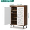 imageYITAHOME Shoe Cabinet with Doors 5Tier Shoe Storage Organizer with Adjustable Shelves Modern Freestanding Wooden Shoe Rack Cabinet for Entryway Hallway Closet Living Room Brown ampamp WhiteBrown  White