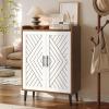 imageYITAHOME Shoe Cabinet with Doors 5Tier Shoe Storage Organizer with Adjustable Shelves Modern Freestanding Wooden Shoe Rack Cabinet for Entryway Hallway Closet Living Room Brown ampamp WhiteBrown  White