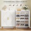 imageYITAHOME Shoe Cabinet with Doors 5Tier Shoe Storage Organizer with Adjustable Shelves Modern Freestanding Wooden Shoe Rack Cabinet for Entryway Hallway Closet Living Room Brown ampamp WhiteWhite
