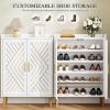imageYITAHOME Shoe Cabinet with Doors 5Tier Shoe Storage Organizer with Adjustable Shelves Modern Freestanding Wooden Shoe Rack Cabinet for Entryway Hallway Closet Living Room Brown ampamp WhiteWhite