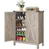 imageYITAHOME Shoe Cabinet with Doors Farmhouse 5Tier Shoe Storage Cabinet for Entryway Large Capacity Wooden Shoes Rack Organizer for EntrywayHallwayCloset BrownOld Oak