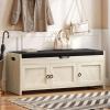 imageYITAHOME Storage Bench 2Tier Shoe Bench Entryway Shoe Storage with Cushion and Side Handles 28quot Shoe Rack Organizer for Hallway Living Room Bedroom Off WhiteOff White