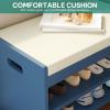 imageYITAHOME Storage Bench 2Tier Shoe Bench Entryway Shoe Storage with Cushion and Side Handles 28quot Shoe Rack Organizer for Hallway Living Room Bedroom Off WhiteBlue