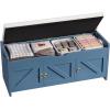 imageYITAHOME Storage Bench 2Tier Shoe Bench Entryway Shoe Storage with Cushion and Side Handles 28quot Shoe Rack Organizer for Hallway Living Room Bedroom Off WhiteBlue