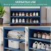 imageYITAHOME Storage Bench 2Tier Shoe Bench Entryway Shoe Storage with Cushion and Side Handles 28quot Shoe Rack Organizer for Hallway Living Room Bedroom Off WhiteBlue