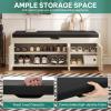 imageYITAHOME Storage Bench 2Tier Shoe Bench Entryway Shoe Storage with Cushion and Side Handles 28quot Shoe Rack Organizer for Hallway Living Room Bedroom Off WhiteOff White