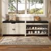 imageYITAHOME Storage Bench 2Tier Shoe Bench Entryway Shoe Storage with Cushion and Side Handles 28quot Shoe Rack Organizer for Hallway Living Room Bedroom Off WhiteOff White