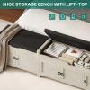 imageYITAHOME Storage Bench 2Tier Shoe Bench Entryway Shoe Storage with Cushion and Side Handles 28quot Shoe Rack Organizer for Hallway Living Room Bedroom Off WhiteOff White
