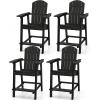 imageYITAHOME Tall Adirondack Chair Set of 2 Poly Bar Height Balcony Seating HIPS High Back Outdoor Chairs Bar Stools Lifeguard Chair for Balcony Deck Pool Patio BlackBlack