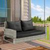 imageYITAHOME Wicker Hanging Porch Swing Chair Outdoor Brown Rattan Patio Swing Lounge w 2 Back Cushions Capacity 530lbs for Garden Balcony Living Room BeigeGray Rattan Black Cushion