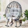 imageYITAHOME Wicker Rocking Egg Chair Outdoor Patio Rocking Chair with 59in Thick Cushion 250lb Capacity AntiSlip AllWeather Resilient Egg Lounger Chair for Indoor ampamp Outdoor Light Grey