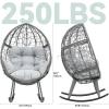 imageYITAHOME Wicker Rocking Egg Chair Outdoor Patio Rocking Chair with 59in Thick Cushion 250lb Capacity AntiSlip AllWeather Resilient Egg Lounger Chair for Indoor ampamp Outdoor Light Grey