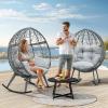 imageYITAHOME Wicker Rocking Egg Chair Outdoor Patio Rocking Chair with 59in Thick Cushion 250lb Capacity AntiSlip AllWeather Resilient Egg Lounger Chair for Indoor ampamp Outdoor Light Grey