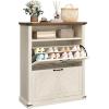 imageYITAHOME Wooden Shoe Cabinet with Doors 6Tier Shoe Storage Cabinet with Adjustable Shelves Farmhouse Shoe Cabinet for Entryway Shoes Rack Organizer Cabinet Off WhiteOff White