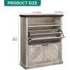 imageYITAHOME Wooden Shoe Cabinet with Doors 6Tier Shoe Storage Cabinet with Adjustable Shelves Farmhouse Shoe Cabinet for Entryway Shoes Rack Organizer Cabinet Off WhiteGrey