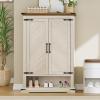 imageYITAHOME Wooden Shoe Cabinet with Doors 6Tier Shoe Storage Cabinet with Adjustable Shelves Farmhouse Shoe Cabinet for Entryway Shoes Rack Organizer Cabinet Off WhiteOff White