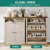 imageYITAHOME Wooden Shoe Cabinet with Doors 6Tier Shoe Storage Cabinet with Adjustable Shelves Farmhouse Shoe Cabinet for Entryway Shoes Rack Organizer Cabinet Off WhiteOff White