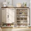 imageYITAHOME Wooden Shoe Cabinet with Doors 6Tier Shoe Storage Cabinet with Adjustable Shelves Farmhouse Shoe Cabinet for Entryway Shoes Rack Organizer Cabinet Off WhiteOff White