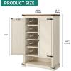 imageYITAHOME Wooden Shoe Cabinet with Doors 6Tier Shoe Storage Cabinet with Adjustable Shelves Farmhouse Shoe Cabinet for Entryway Shoes Rack Organizer Cabinet Off WhiteOff White