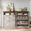 imageYITAHOME Wooden Shoe Cabinet with Doors 6Tier Shoe Storage Cabinet with Adjustable Shelves Farmhouse Shoe Cabinet for Entryway Shoes Rack Organizer Cabinet Off WhiteGrey