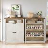 imageYITAHOME Wooden Shoe Cabinet with Doors 6Tier Shoe Storage Cabinet with Adjustable Shelves Farmhouse Shoe Cabinet for Entryway Shoes Rack Organizer Cabinet Off WhiteOff White