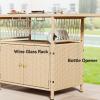 imageYITAHOME XL Outdoor Kitchen Wicker Island Rolling Cart Bar Table ampamp Storage Cabinet Wheels and Plastic Wood Extended Table Top Double Handle for Patio Kitchen or Bar CartLight Yellow GradientLight Brown