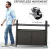 imageYITAHOME XL Outdoor Kitchen Wicker Island Rolling Cart Bar Table ampamp Storage Cabinet Wheels and Plastic Wood Extended Table Top Double Handle for Patio Kitchen or Bar CartLight Yellow GradientDark Brown