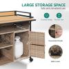 imageYITAHOME XL Outdoor Kitchen Wicker Island Rolling Cart Bar Table ampamp Storage Cabinet Wheels and Plastic Wood Extended Table Top Double Handle for Patio Kitchen or Bar CartLight Yellow GradientLight Yellow Gradient